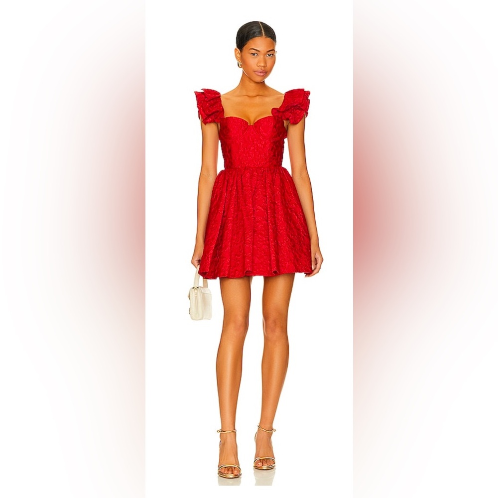 NWT ALICE & OLIVIA BINA Mini Dress in Perfect Ruby SIZE 12